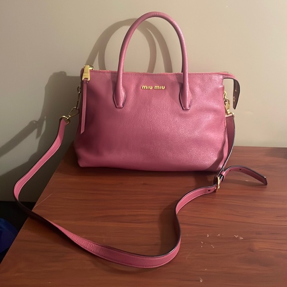 Miu Miu Classic Mauve barbie Pink Calfskin satchelCrossbody bag removable straps - Picture 1 of 11